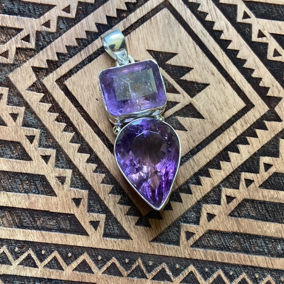 Ametrine & Amethyst 925 sterling silver pendant - Picture 3 of 11
